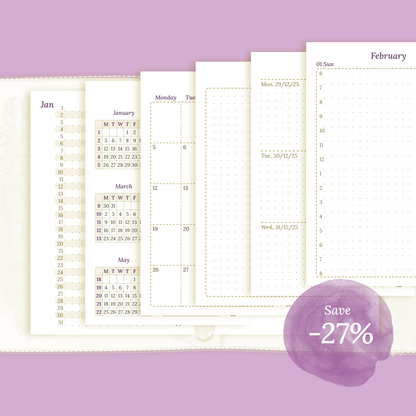 Bundle XL | Year at a glance, future log, monthly, week on 2 pages & daily - Pocket