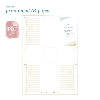 Bundle XL | Year at a glance, future log, monthly, week on 2 pages & daily - Pocket