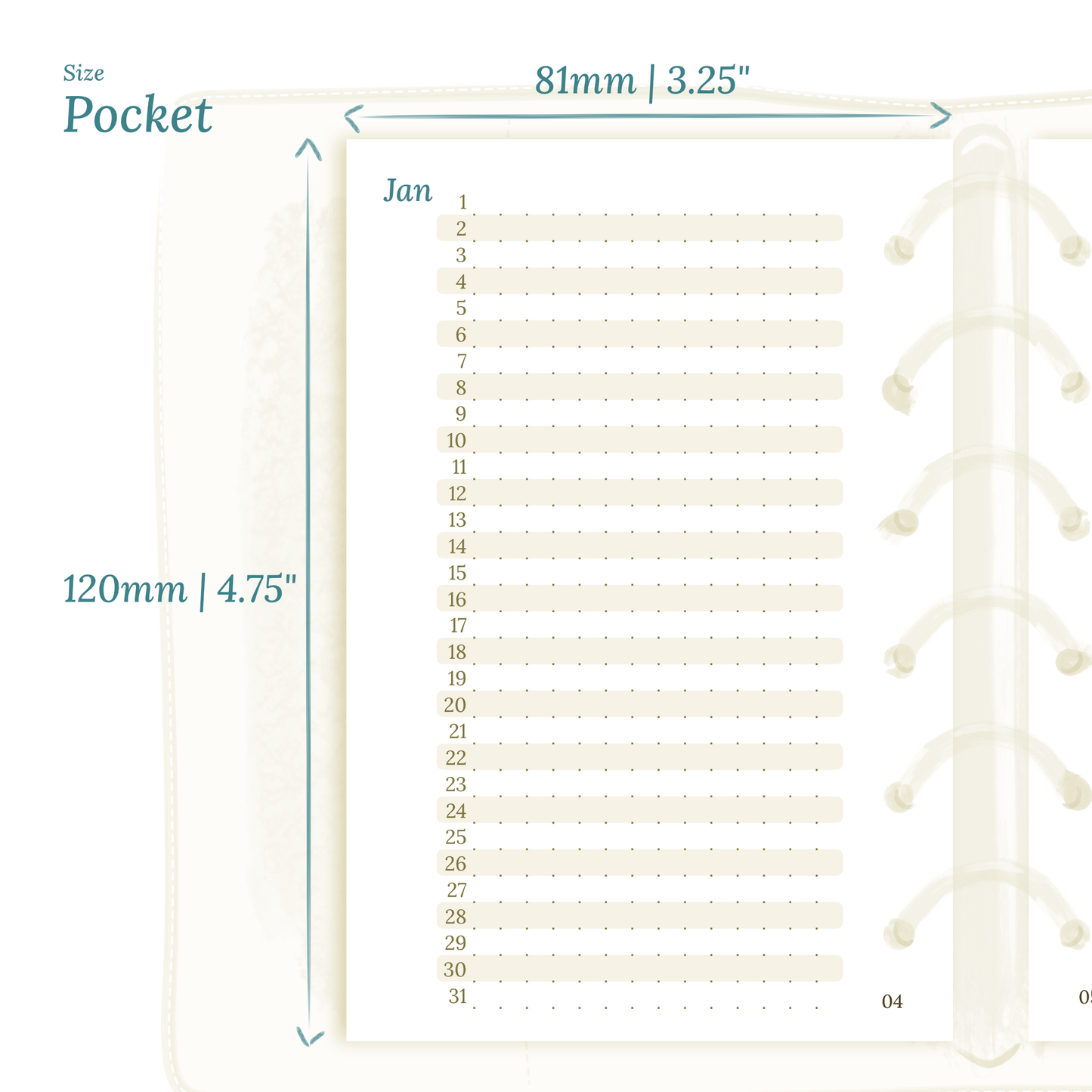 Bundle XL | Year at a glance, future log, monthly, week on 2 pages & daily - Pocket