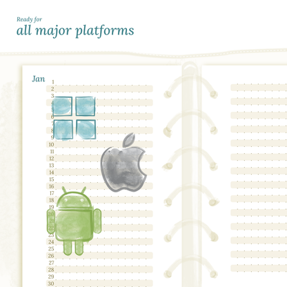 Bundle XL | Year at a glance, future log, monthly, week on 2 pages & daily - Pocket