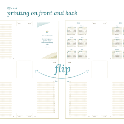 Bundle XL | Year at a glance, future log, monthly, week on 2 pages & daily - Pocket