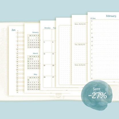 Bundle XL | Year at a glance, future log, monthly, week on 2 pages & daily - Pocket