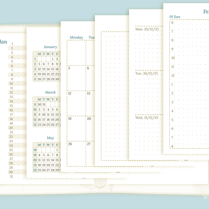 Bundle XL | Year at a glance, future log, monthly, week on 2 pages & daily - Pocket