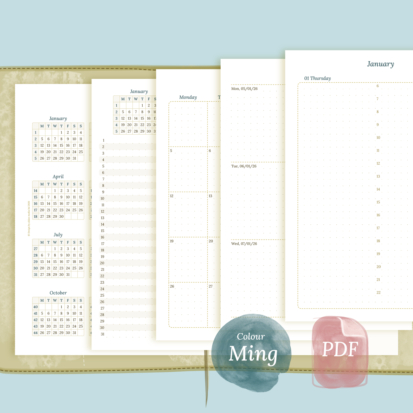 TN A5 | Bundle XL | Year at a glance, future log, month on 2 pages, week on 2 pages & daily