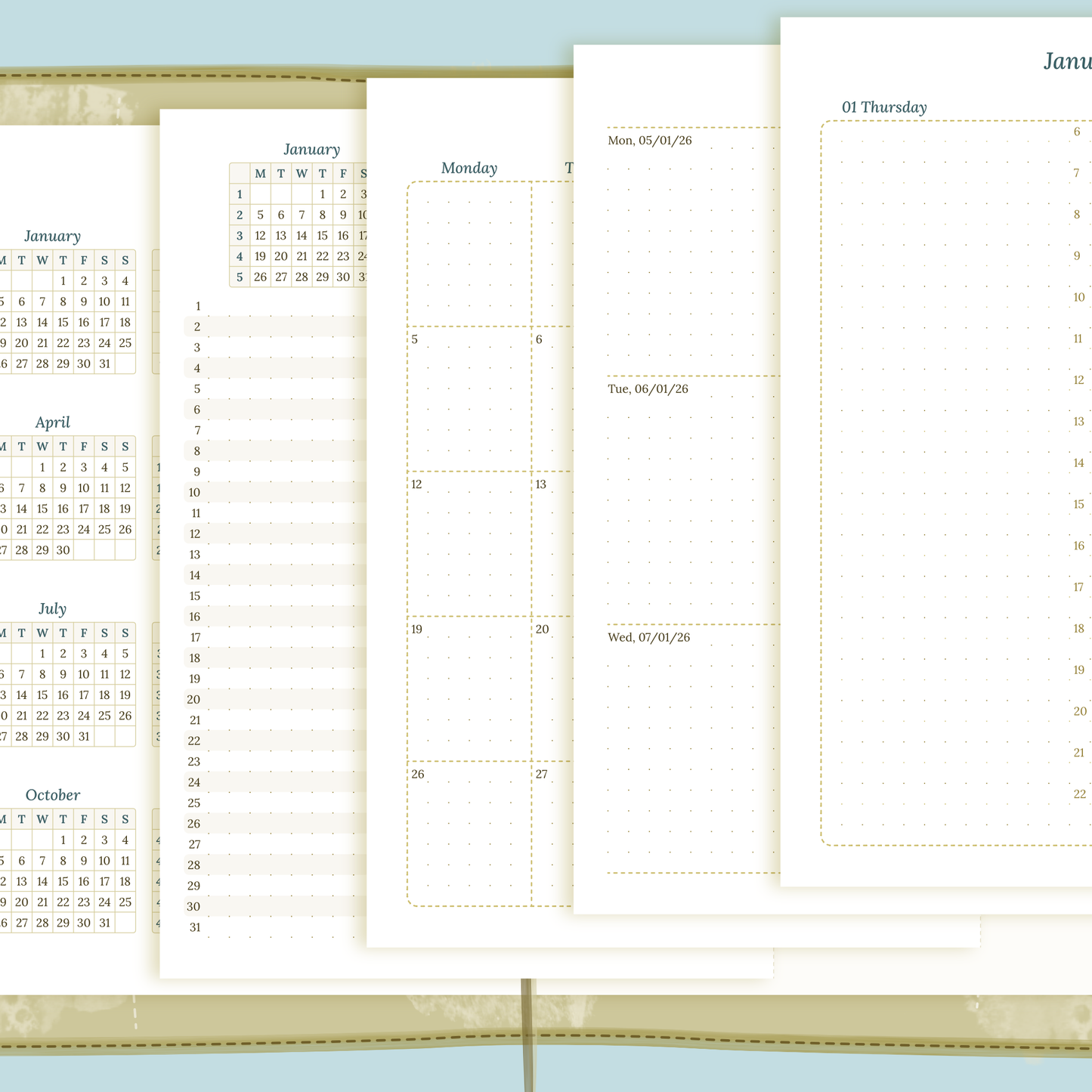 TN A5 | Bundle XL | Year at a glance, future log, month on 2 pages, week on 2 pages & daily