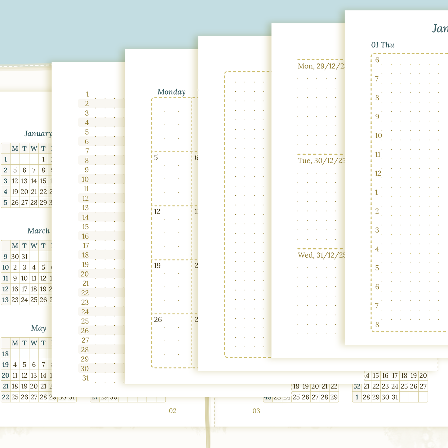 Bundle XL | Year at a glance, future log, monthly, week on 2 pages & daily - TN Passport