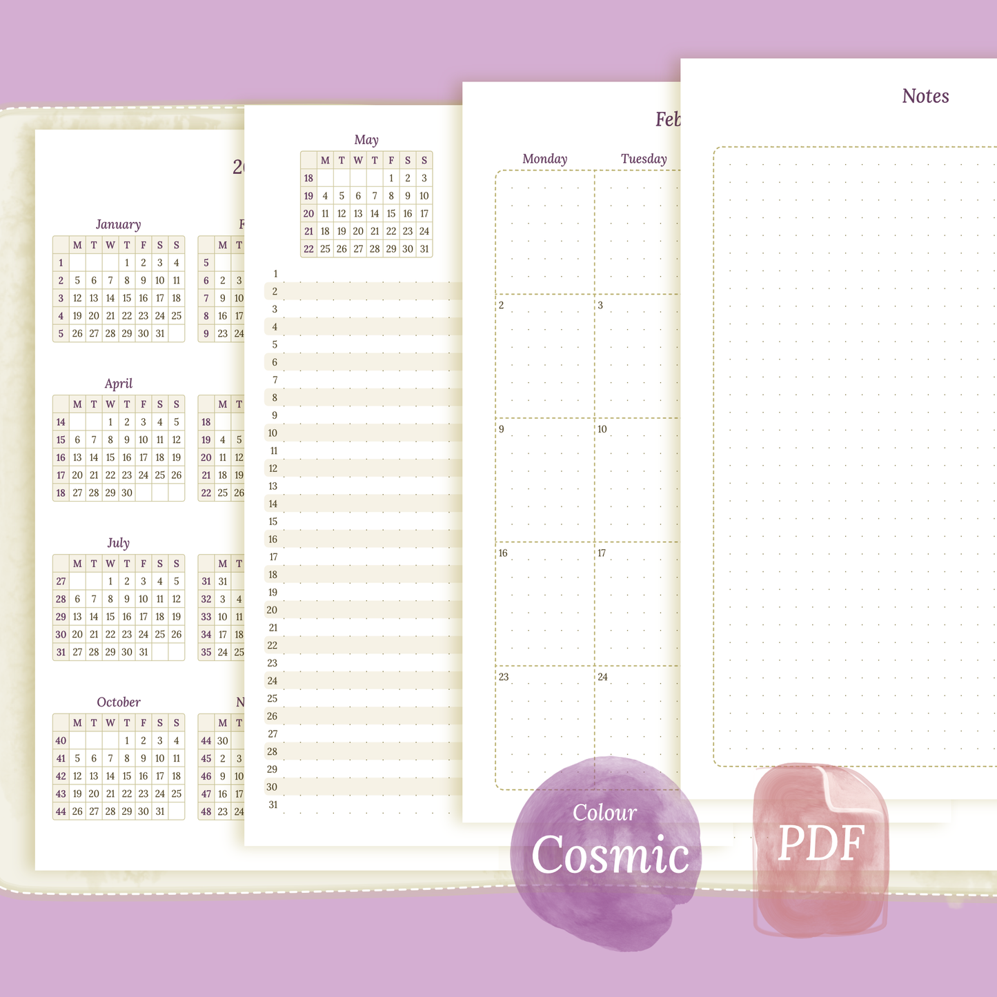 Bundle | Year at a glance, future log & monthly - A5