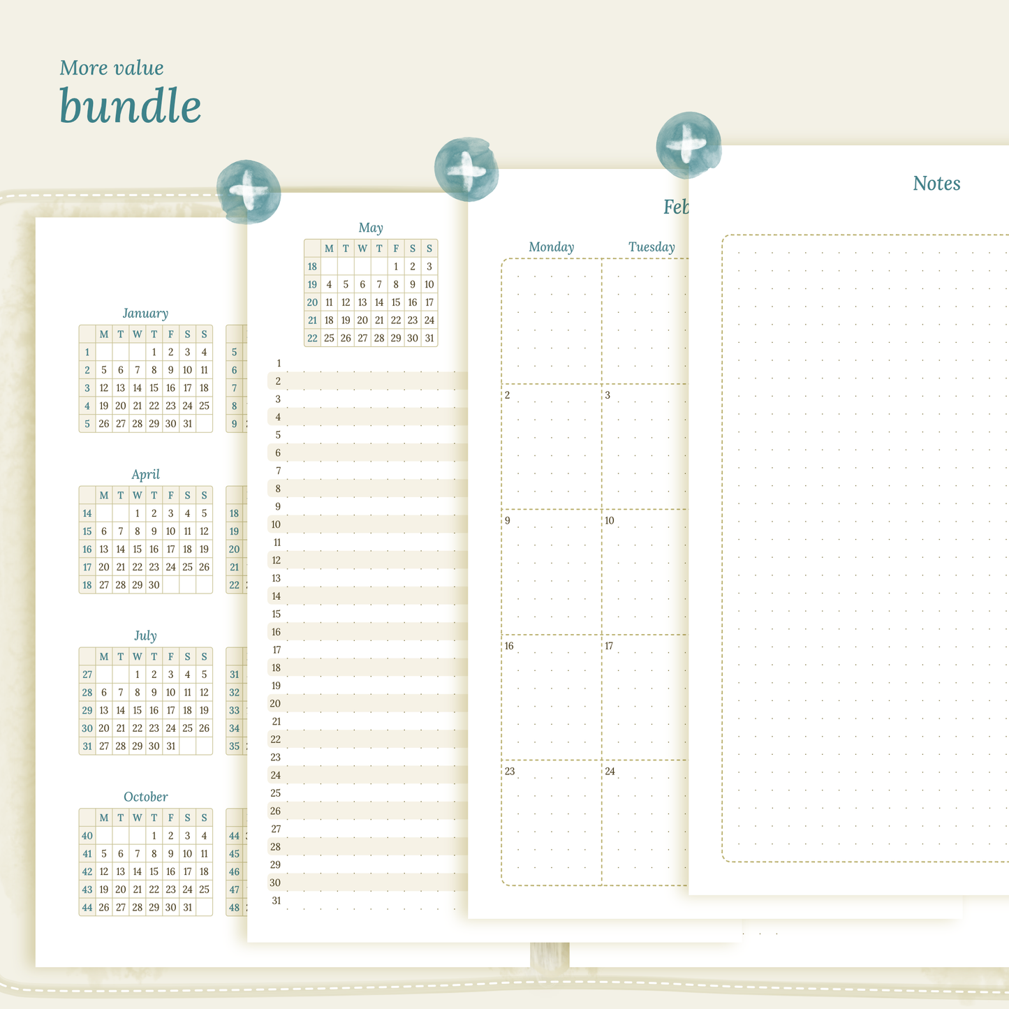 Bundle | Year at a glance, future log & monthly - A5