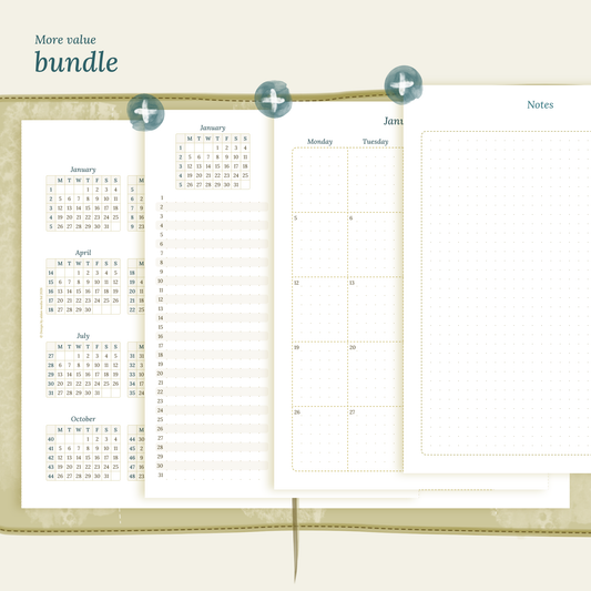 Bundle | Year at a glance, future log & monthly - TN A5