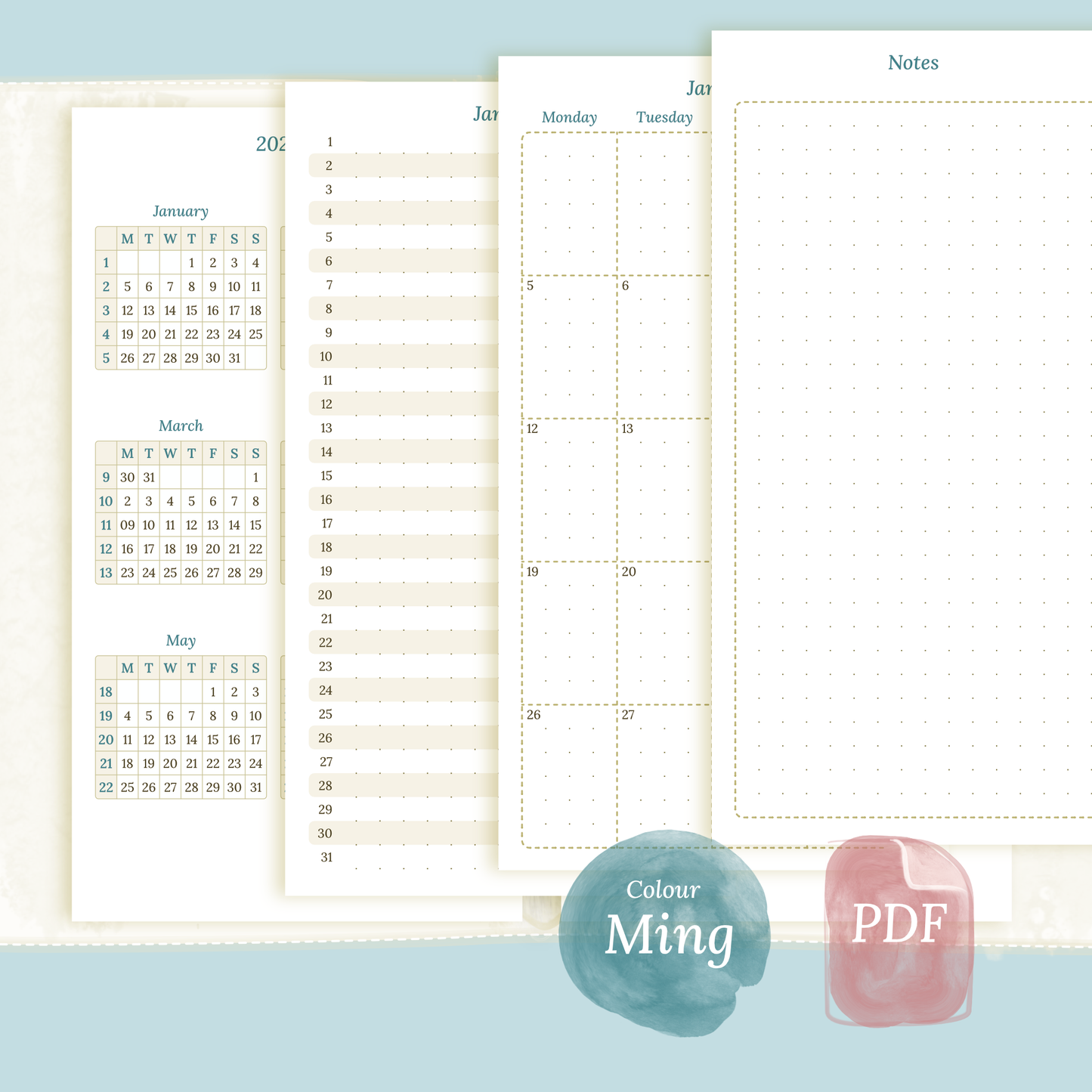 Bundle | Year at a glance, future log & monthly - Personal