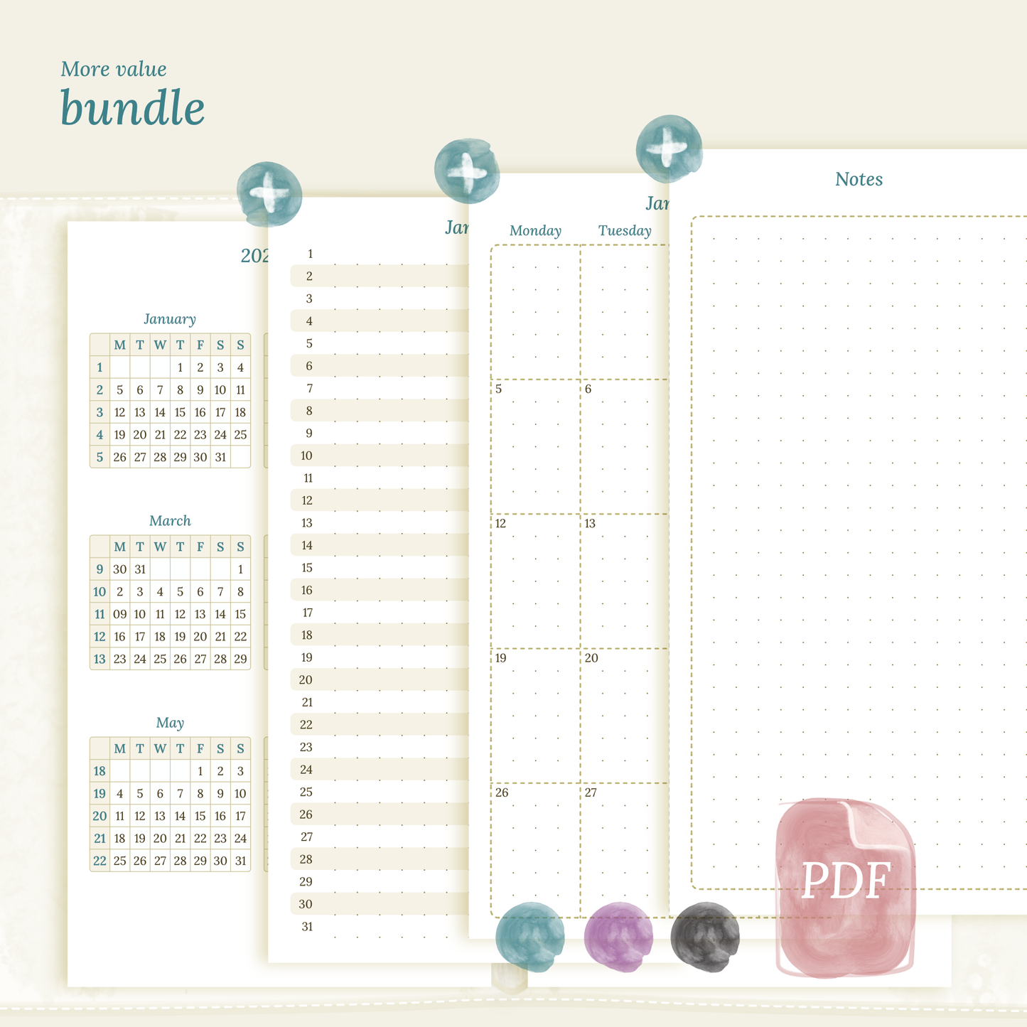 Bundle | Year at a glance, future log & monthly - Personal