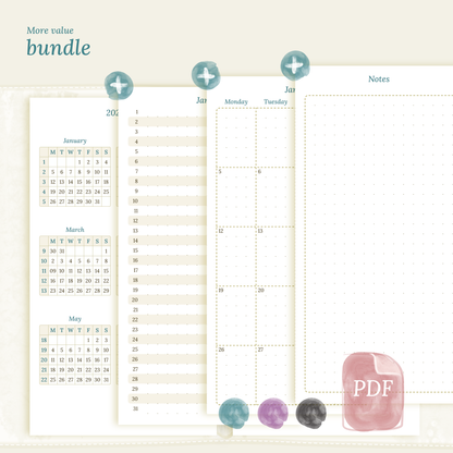 Bundle | Year at a glance, future log & monthly - Personal