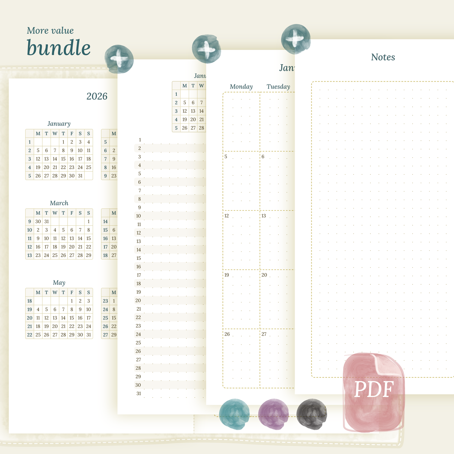 TN Standard | Bundle | Year at a glance, future log & month on 2 pages