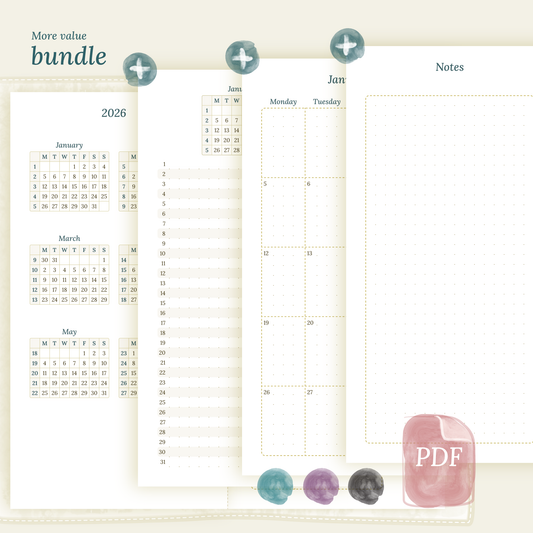 Bundle | Year at a glance, future log & monthly - TN Standard