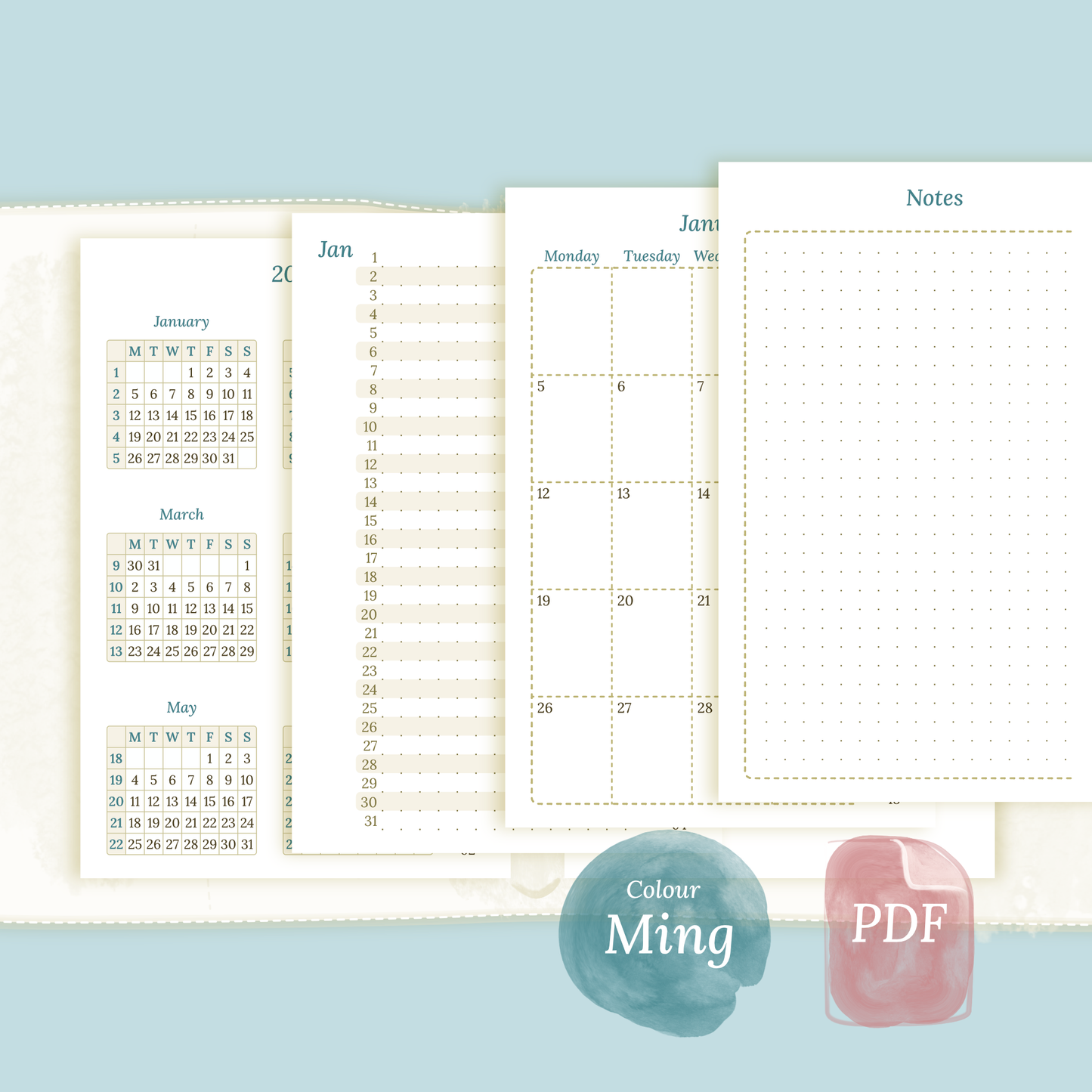 Bundle | Year at a glance, future log & monthly - Pocket