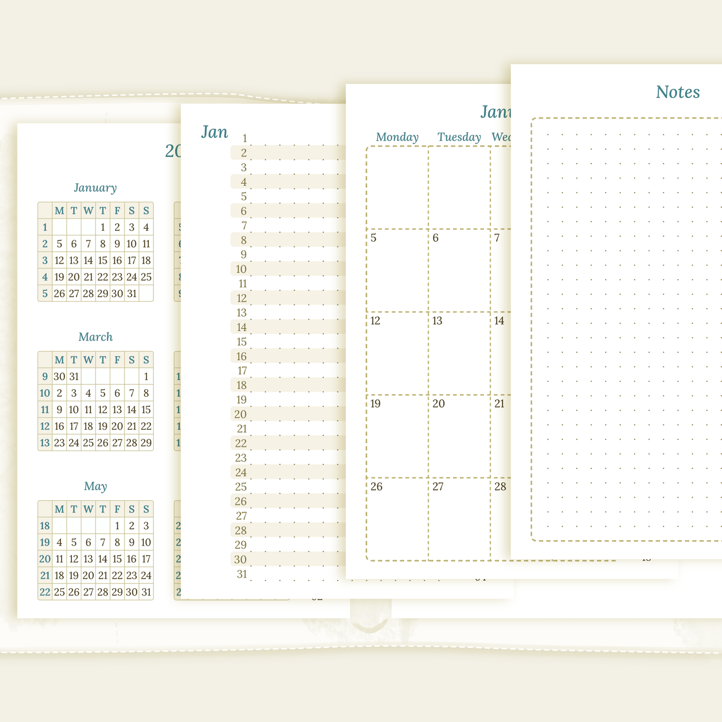 Bundle | Year at a glance, future log & monthly - Pocket