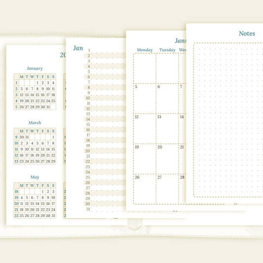 Bundle | Year at a glance, future log & monthly - Pocket