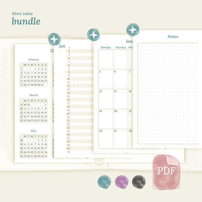 Bundle | Year at a glance, future log & monthly - Pocket