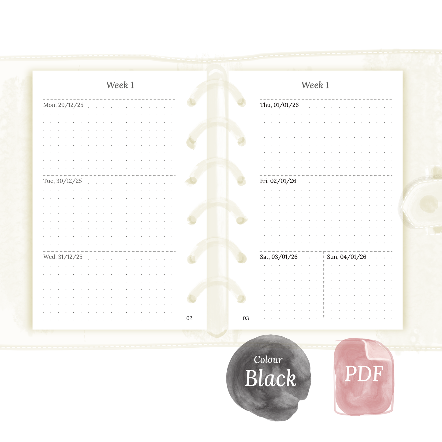 W2P | Week on 2 pages planner - Pocket