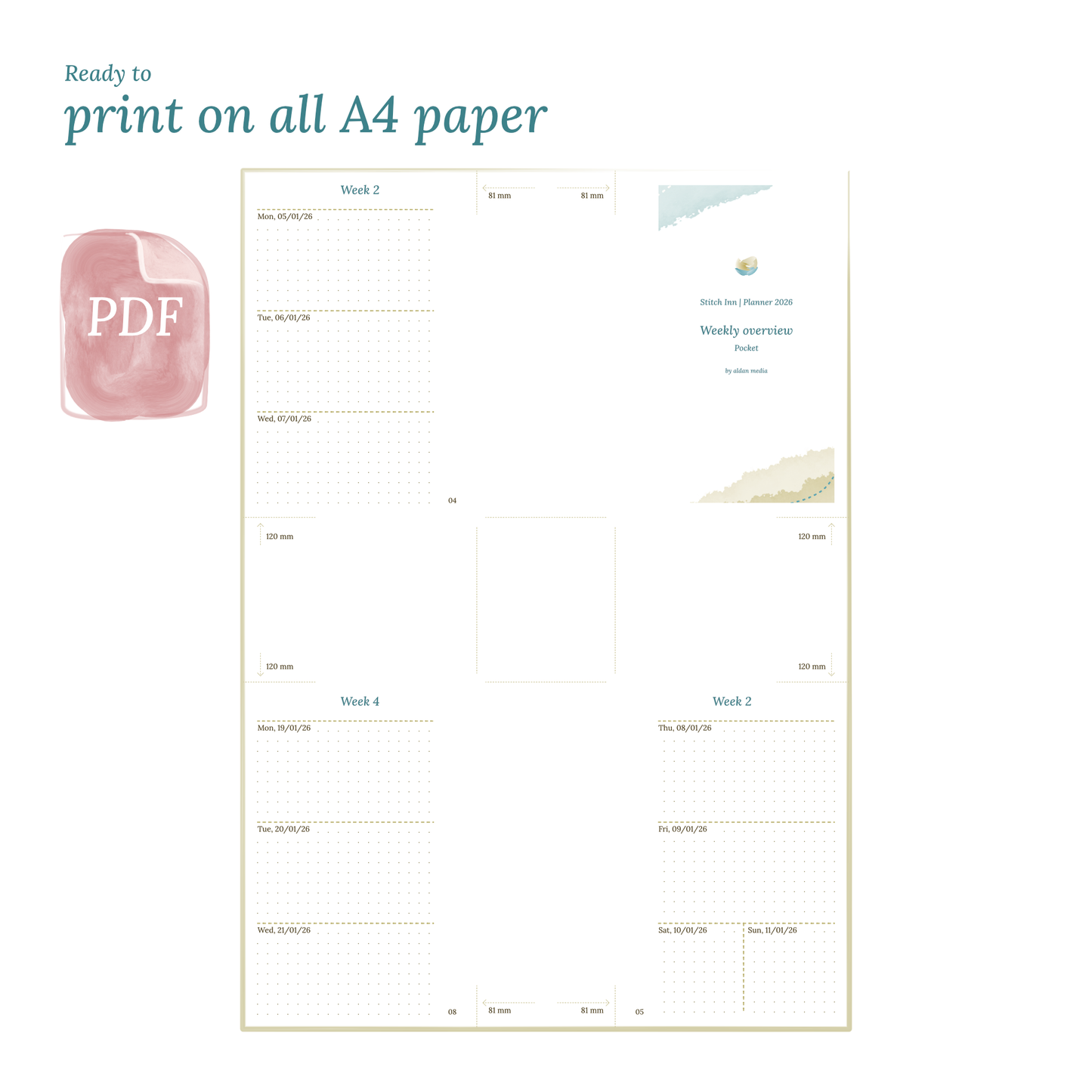 W2P | Week on 2 pages planner - Pocket