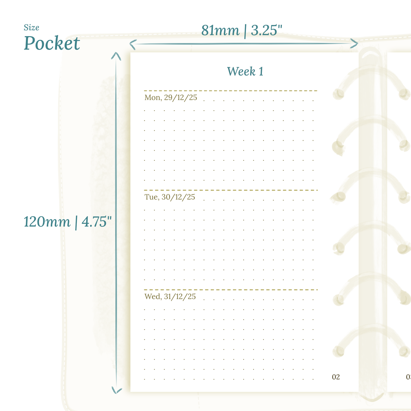 W2P | Week on 2 pages planner - Pocket