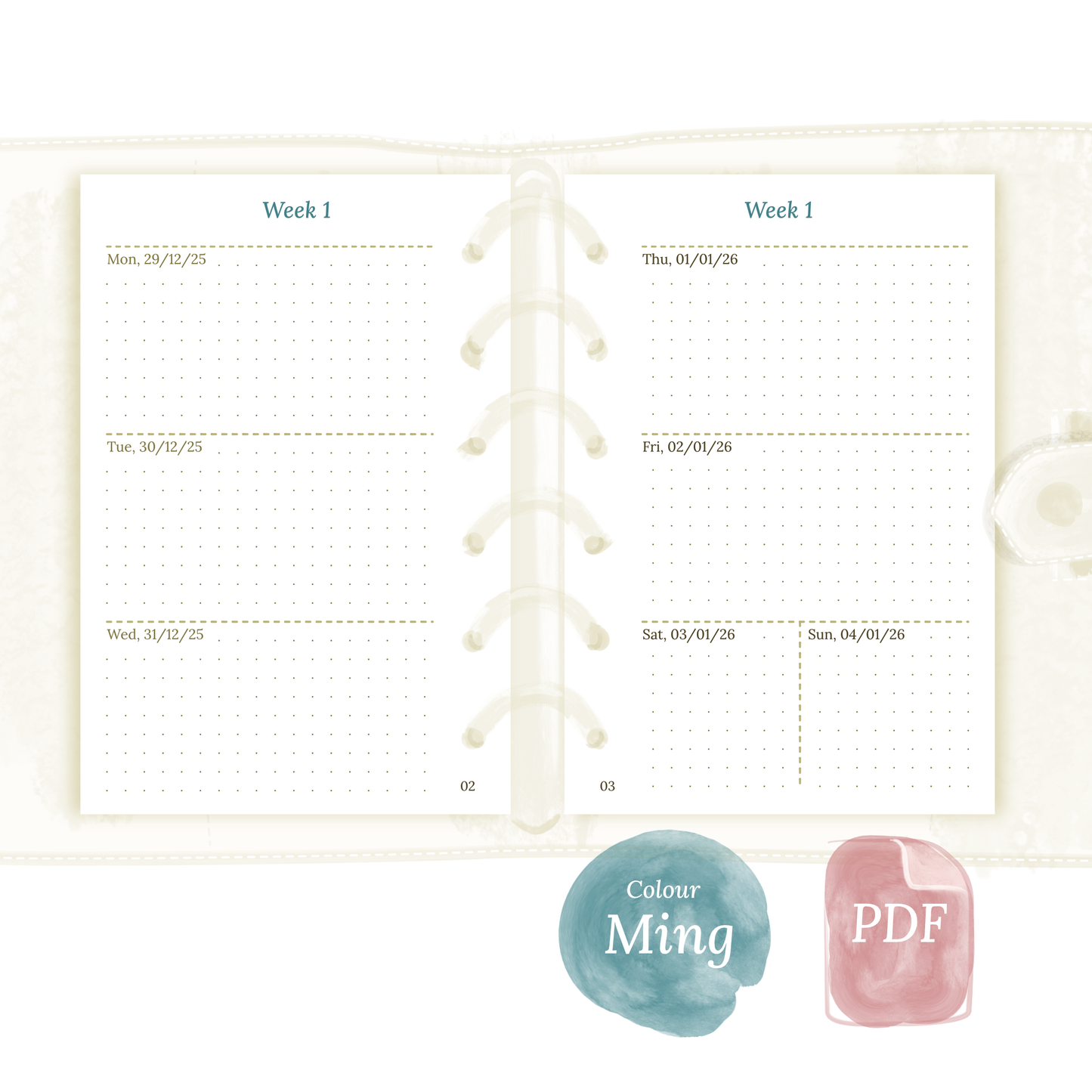 W2P | Week on 2 pages planner - Pocket