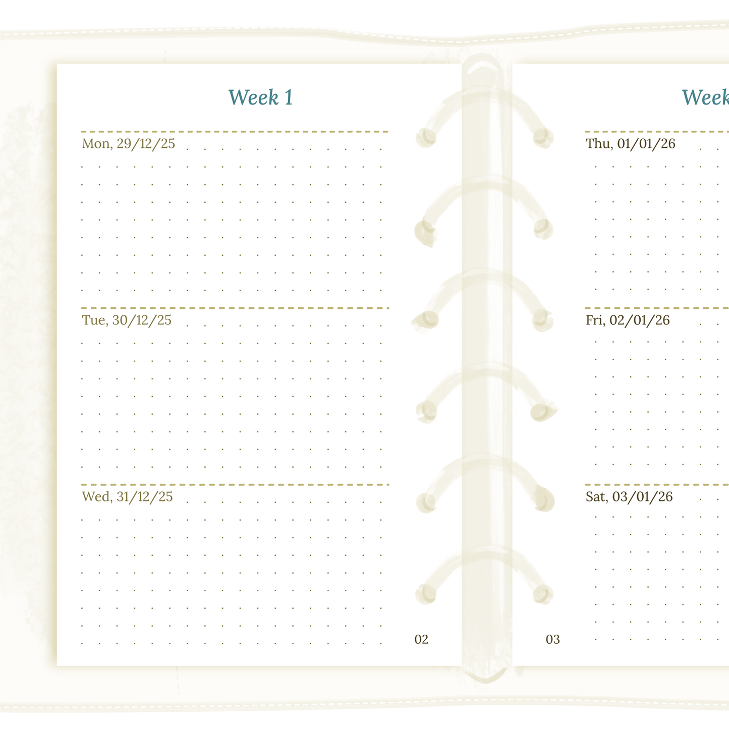 W2P | Week on 2 pages planner - Pocket