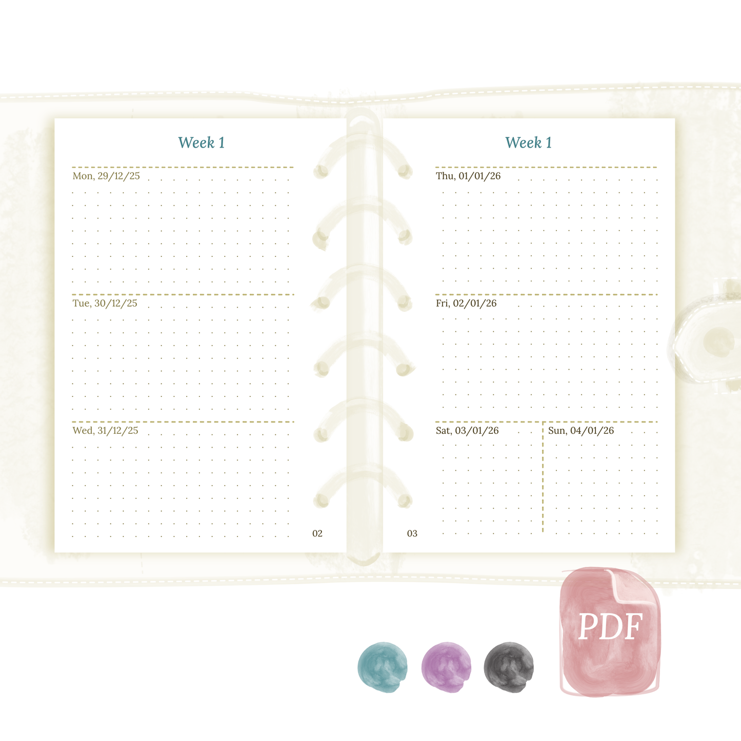 W2P | Week on 2 pages planner - Pocket