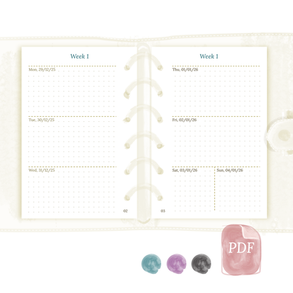 W2P | Week on 2 pages planner - Pocket
